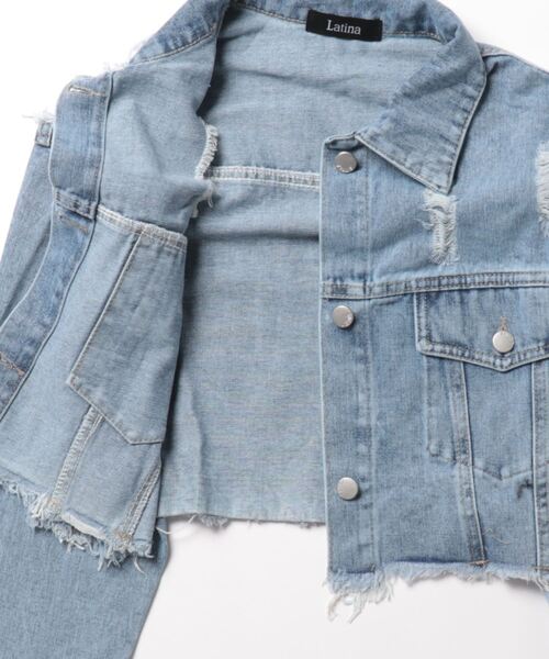 LATINA（ラティーナ）の「ダメージデニムジャケット（デニムジャケット・レディース・ブルー・FREE）」の3枚目の写真