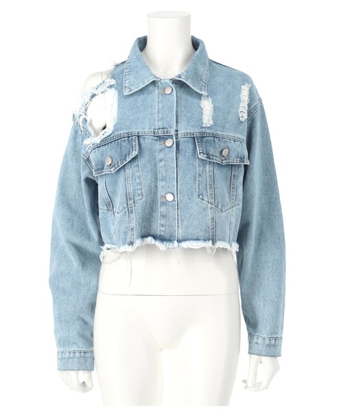 LATINA（ラティーナ）の「ダメージデニムジャケット（デニムジャケット・レディース・ブルー・FREE）」の7枚目の写真