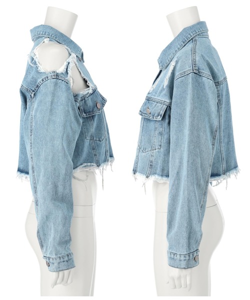 LATINA（ラティーナ）の「ダメージデニムジャケット（デニムジャケット・レディース・ブルー・FREE）」の6枚目の写真