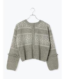 TSUHARU by Samansa Mos2 | 前後着透かしジャカードニットカーディガン(カーディガン/ボレロ)