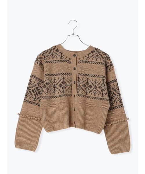 TSUHARU by Samansa Mos2（ツハルバイサマンサモスモス）の「前後着透かしジャカードニットカーディガン（カーディガン/ボレロ・レディース・オレンジ/グレー・F）」の3枚目の写真