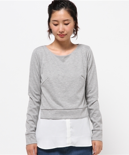 OUTLET(アウトレット)の「【CAPRICIEUX LE'MAGE】シャツレイヤードプルオーバー(Tシャツ/カットソー・レディース・ネイビー/グレー・FREE)」の5枚目の写真