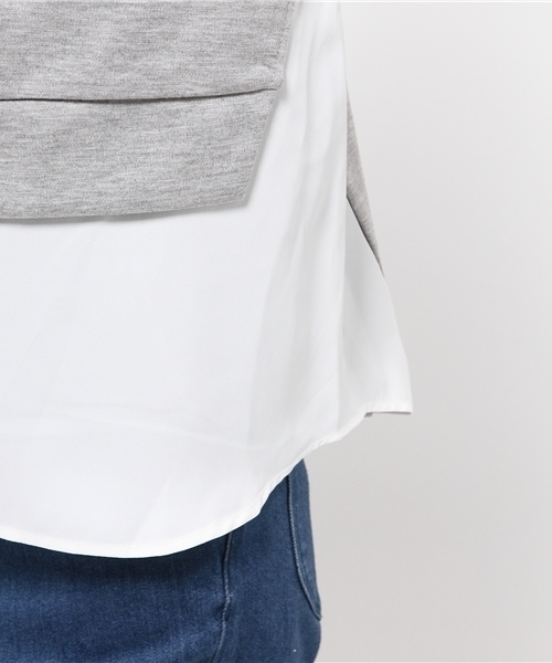 OUTLET(アウトレット)の「【CAPRICIEUX LE'MAGE】シャツレイヤードプルオーバー(Tシャツ/カットソー・レディース・ネイビー/グレー・FREE)」の3枚目の写真