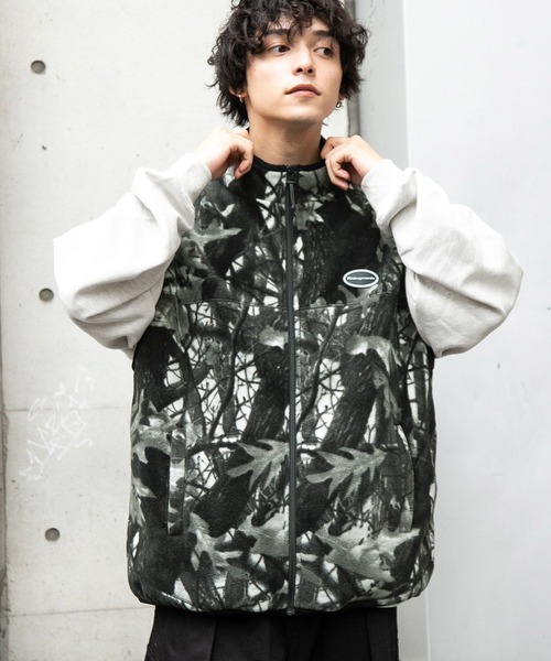 Ridingmania（ライディングマニア）の「【Ridingmania/ライディングマニア】ロゴワッペン/フリースバルーンベスト（ベスト・メンズ・ブラック/パープル/グレー・MEDIUM/LARGE）」の2枚目の写真