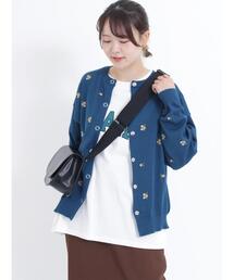 Samansa Mos2 | 花刺繍リングドットボタンカーディガン(カーディガン/ボレロ)