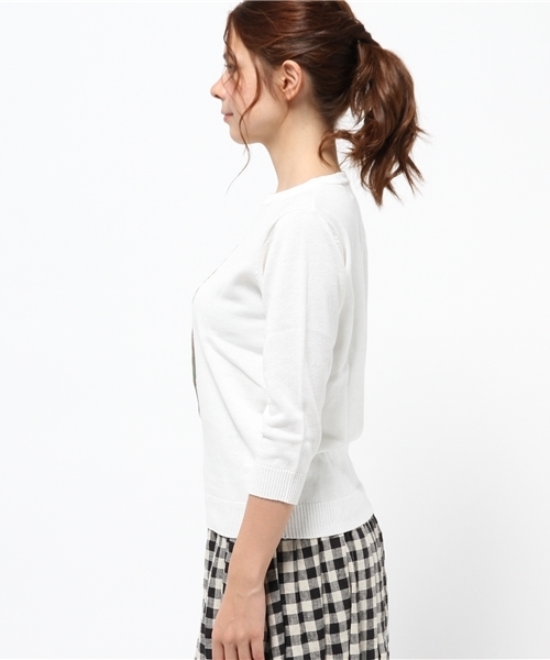 OUTLET（アウトレット）の「【CIAOPANIC TYPY】ラミーコットンパイナップルニットプルオーバー（ニット/セーター・レディース・オフホワイト/ネイビー・ONE）」の3枚目の写真