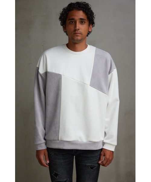 AZUL by moussy(アズールバイマウジー)の「フェイクスウェードパネル切替トップス(Tシャツ/カットソー・メンズ・ベージュ系その他/ホワイト系その他/ブラック系その他・LARGE/MEDIUM)」の7枚目の写真