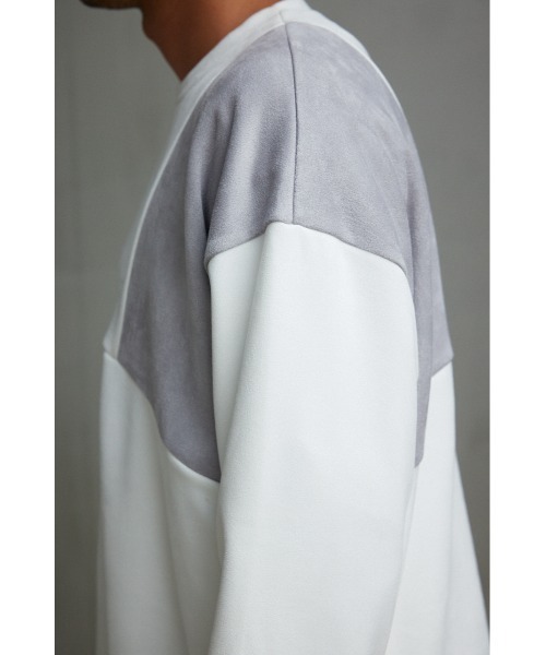 AZUL by moussy(アズールバイマウジー)の「フェイクスウェードパネル切替トップス(Tシャツ/カットソー・メンズ・ベージュ系その他/ホワイト系その他/ブラック系その他・LARGE/MEDIUM)」の11枚目の写真