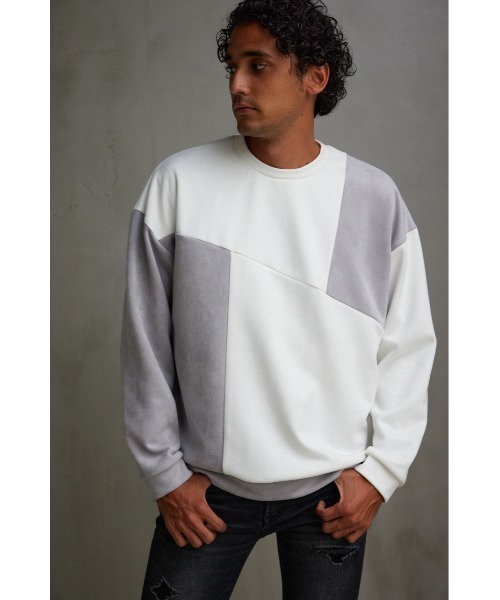 AZUL by moussy(アズールバイマウジー)の「フェイクスウェードパネル切替トップス(Tシャツ/カットソー・メンズ・ベージュ系その他/ホワイト系その他/ブラック系その他・LARGE/MEDIUM)」の5枚目の写真