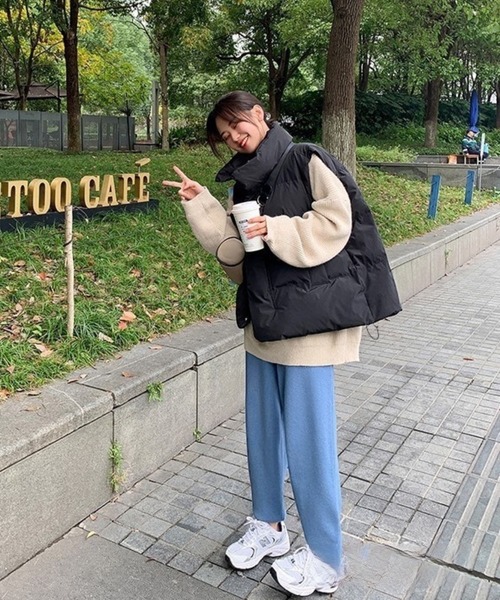 Chaco closet（チャコ クローゼット）の「スタンドネックミリタリー中綿ベスト（ダウンベスト・レディース・アイボリー/ブラック・FREE）」の11枚目の写真