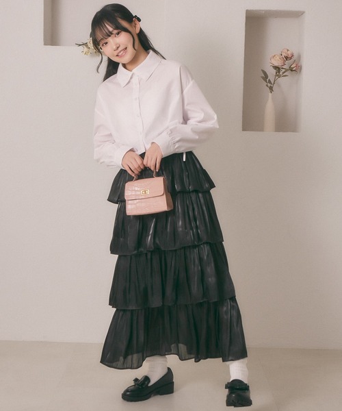 shrita(シュリータ)の「【shrita】サイドドロストショートシャツ(シャツ/ブラウス・キッズ・アイボリー/ピンク/ライトブルー・S/M/L)」の5枚目の写真