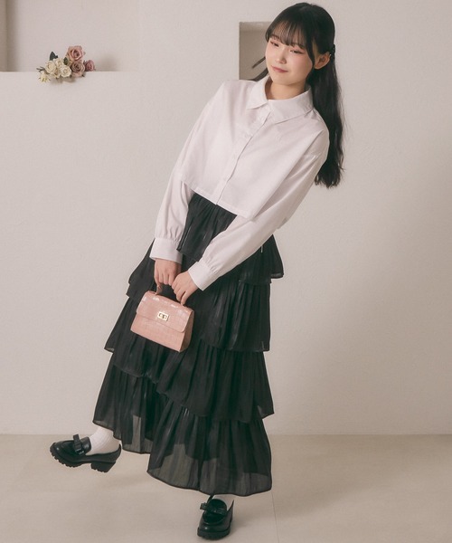 shrita(シュリータ)の「【shrita】サイドドロストショートシャツ(シャツ/ブラウス・キッズ・アイボリー/ピンク/ライトブルー・S/M/L)」の7枚目の写真
