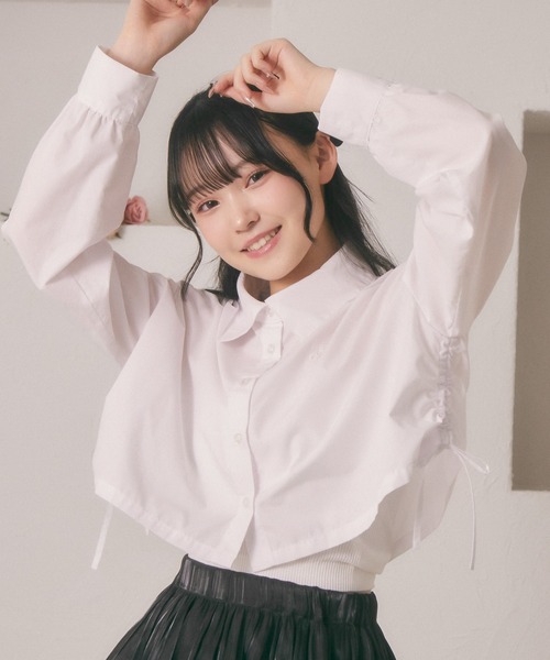 shrita(シュリータ)の「【shrita】サイドドロストショートシャツ(シャツ/ブラウス・キッズ・アイボリー/ピンク/ライトブルー・S/M/L)」の8枚目の写真