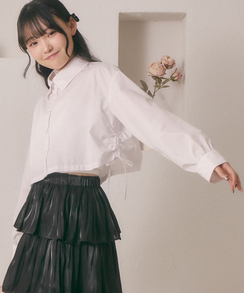 shrita(シュリータ)の「【shrita】サイドドロストショートシャツ(シャツ/ブラウス・キッズ・アイボリー/ピンク/ライトブルー・S/M/L)」の9枚目の写真