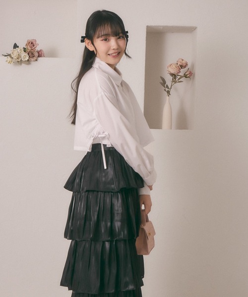shrita(シュリータ)の「【shrita】サイドドロストショートシャツ(シャツ/ブラウス・キッズ・アイボリー/ピンク/ライトブルー・S/M/L)」の10枚目の写真