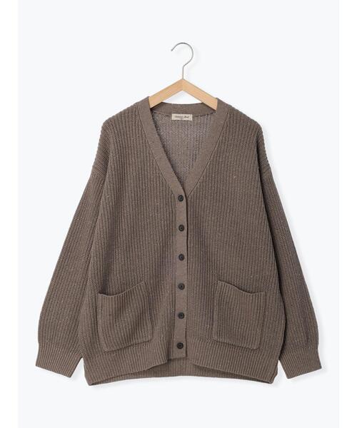 Samansa Mos2（サマンサ モスモス）の「【マシンウォッシャブル】畦編みVネックカーディガン（カーディガン/ボレロ・レディース・ピンク/グリーン/モカ/キナリ/チャコールグレー/ブルー・F）」の4枚目の写真