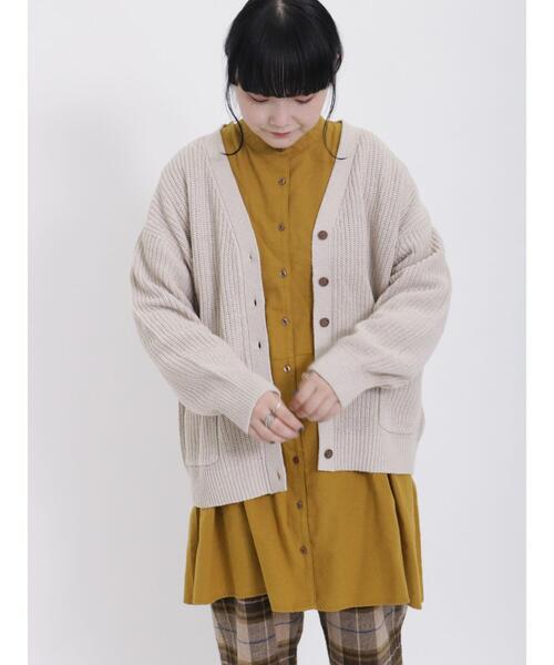 Samansa Mos2（サマンサ モスモス）の「【マシンウォッシャブル】畦編みVネックカーディガン（カーディガン/ボレロ・レディース・ピンク/グリーン/モカ/キナリ/チャコールグレー/ブルー・F）」の8枚目の写真