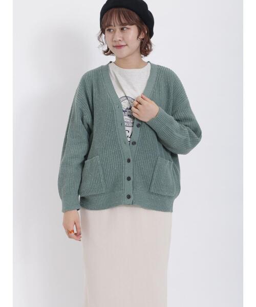 Samansa Mos2（サマンサ モスモス）の「【マシンウォッシャブル】畦編みVネックカーディガン（カーディガン/ボレロ・レディース・ピンク/グリーン/モカ/キナリ/チャコールグレー/ブルー・F）」の11枚目の写真