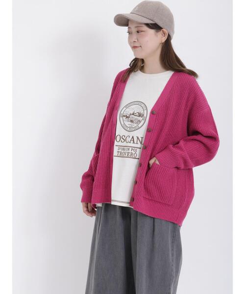 Samansa Mos2（サマンサ モスモス）の「【マシンウォッシャブル】畦編みVネックカーディガン（カーディガン/ボレロ・レディース・ピンク/グリーン/モカ/キナリ/チャコールグレー/ブルー・F）」の14枚目の写真