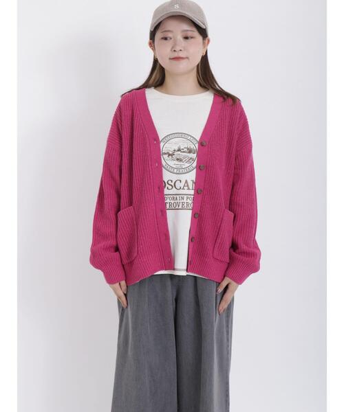 Samansa Mos2（サマンサ モスモス）の「【マシンウォッシャブル】畦編みVネックカーディガン（カーディガン/ボレロ・レディース・ピンク/グリーン/モカ/キナリ/チャコールグレー/ブルー・F）」の17枚目の写真