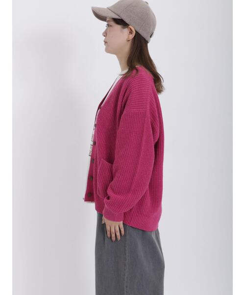 Samansa Mos2（サマンサ モスモス）の「【マシンウォッシャブル】畦編みVネックカーディガン（カーディガン/ボレロ・レディース・ピンク/グリーン/モカ/キナリ/チャコールグレー/ブルー・F）」の18枚目の写真