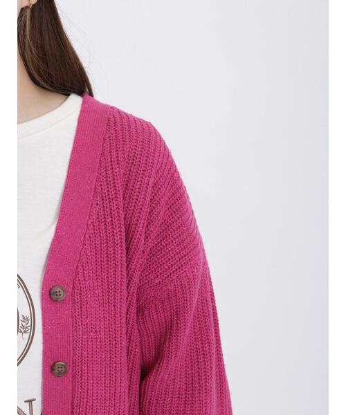 Samansa Mos2（サマンサ モスモス）の「【マシンウォッシャブル】畦編みVネックカーディガン（カーディガン/ボレロ・レディース・ピンク/グリーン/モカ/キナリ/チャコールグレー/ブルー・F）」の21枚目の写真