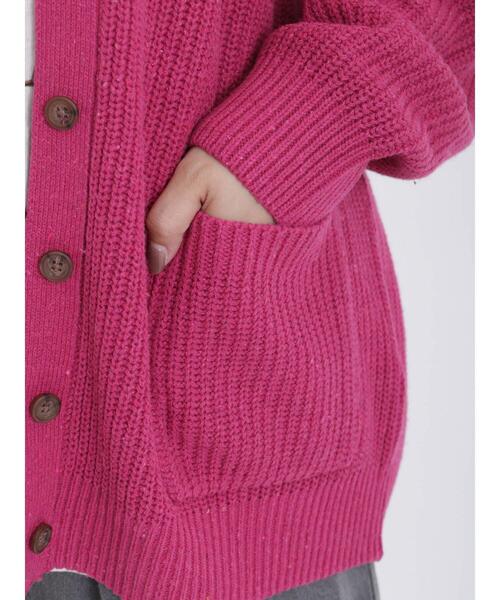 Samansa Mos2（サマンサ モスモス）の「【マシンウォッシャブル】畦編みVネックカーディガン（カーディガン/ボレロ・レディース・ピンク/グリーン/モカ/キナリ/チャコールグレー/ブルー・F）」の22枚目の写真