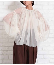 Settimissimo | チュールレイヤード パフスリーブ クルーネック プルオーバー(Tシャツ/カットソー)