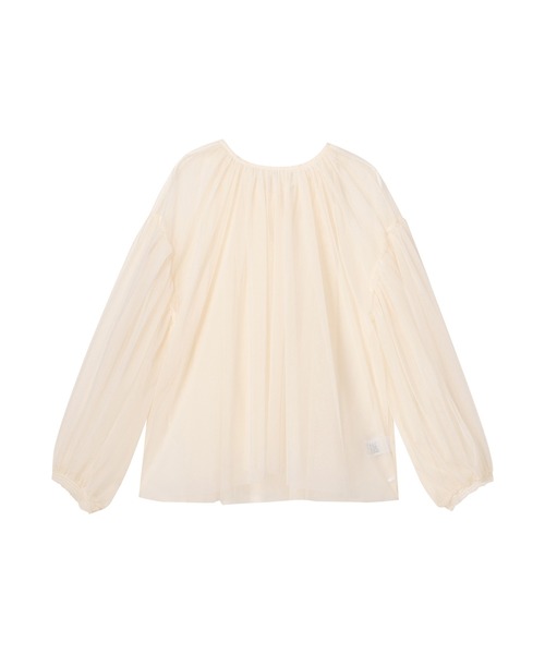Settimissimo（セッティミッシモ）の「チュールレイヤード パフスリーブ クルーネック プルオーバー（Tシャツ/カットソー・レディース・ベージュ系その他/ブラック・FREE）」の12枚目の写真