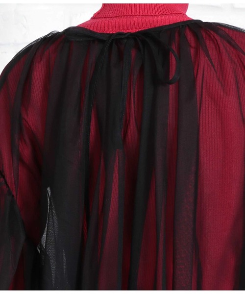 Settimissimo（セッティミッシモ）の「チュールレイヤード パフスリーブ クルーネック プルオーバー（Tシャツ/カットソー・レディース・ベージュ系その他/ブラック・FREE）」の14枚目の写真