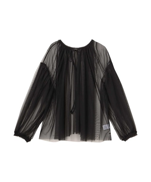 Settimissimo（セッティミッシモ）の「チュールレイヤード パフスリーブ クルーネック プルオーバー（Tシャツ/カットソー・レディース・ベージュ系その他/ブラック・FREE）」の13枚目の写真