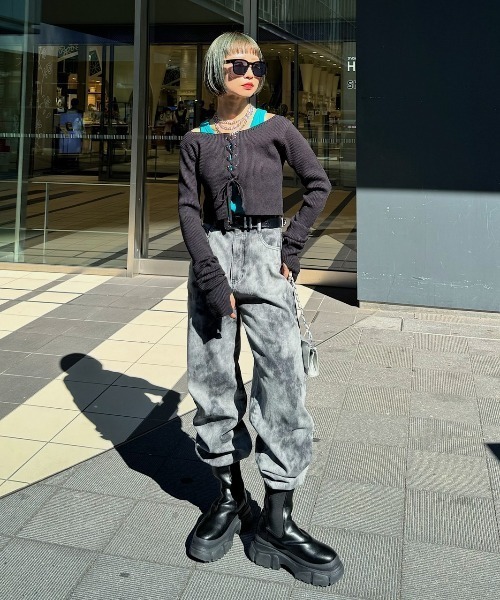 PAGEBOY(ページボーイ)の「レースUPニット×タンクSET2(ニット/セーター・レディース・グレー/ブルー/オレンジ/ブラック・FREE)」の13枚目の写真