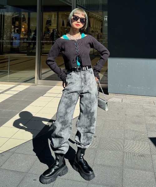 PAGEBOY(ページボーイ)の「レースUPニット×タンクSET2(ニット/セーター・レディース・グレー/ブルー/オレンジ/ブラック・FREE)」の14枚目の写真