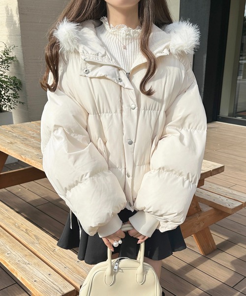 apres jour（アプレジュール）の「中綿ショートジャケット【ZOZOTOWN限定アイテム】（ダウンジャケット/コート・レディース・サックスブルー/アイボリー/ブラック/ピンクベージュ・X-LARGE/フリー）」の11枚目の写真