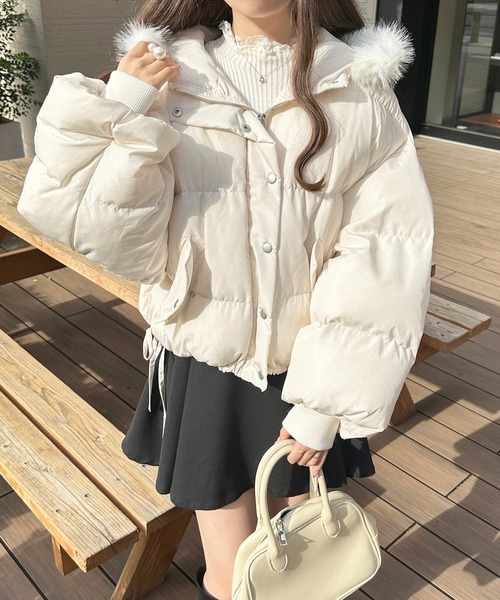 apres jour（アプレジュール）の「中綿ショートジャケット【ZOZOTOWN限定アイテム】（ダウンジャケット/コート・レディース・サックスブルー/アイボリー/ブラック/ピンクベージュ・X-LARGE/フリー）」の13枚目の写真