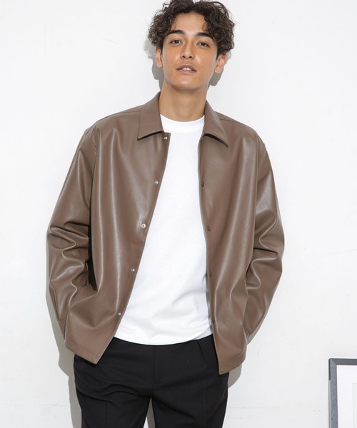美品 ナノユニバース 21AW 羊革 レザーシャツジャケット XL ブラック 良好品 羊革 レザーシャツ ナノユニバース レザージャケット
