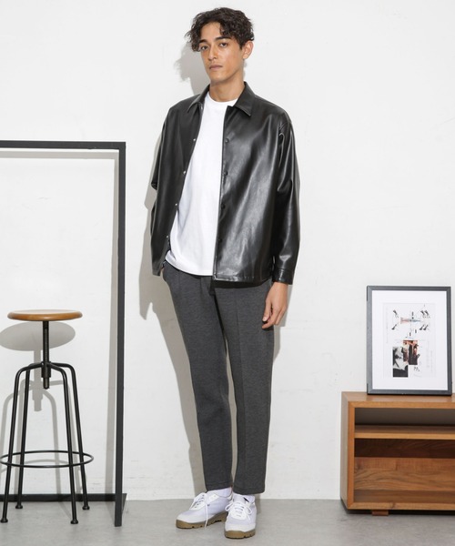 NANO universe（ナノユニバース）の「フェイクレザーシャツジャケット