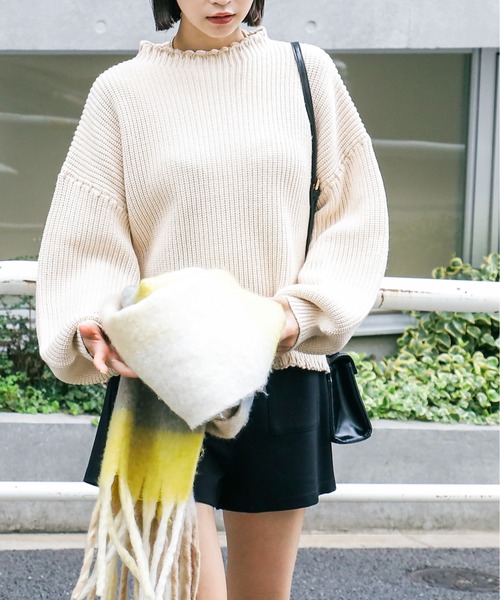 FREE'S MART（フリーズマート）の「配色ステッチ畦編みニット（ニット/セーター・レディース・ブラック/レッド/オフホワイト・FREE）」の13枚目の写真