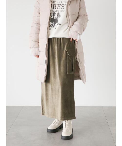 Lugnoncure（ルノンキュール）の「カットコールフラップポケットスカート（スカート・レディース・カーキ/ネイビー/グレー・F）」の4枚目の写真