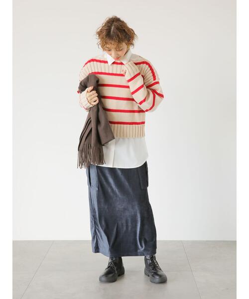 Lugnoncure（ルノンキュール）の「カットコールフラップポケットスカート（スカート・レディース・カーキ/ネイビー/グレー・F）」の5枚目の写真