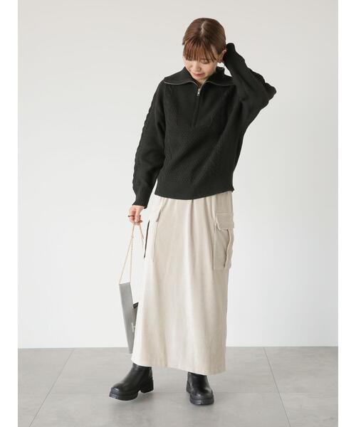 Lugnoncure（ルノンキュール）の「カットコールフラップポケットスカート（スカート・レディース・カーキ/ネイビー/グレー・F）」の11枚目の写真