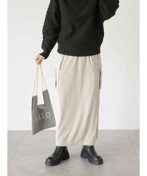 Lugnoncure（ルノンキュール）の「カットコールフラップポケットスカート（スカート・レディース・カーキ/ネイビー/グレー・F）」の12枚目の写真