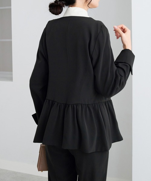 alotta(アロッタ)の「洗える!ペプラムジャケットスーツ(スーツパンツ・レディース・ブラック/ネイビー・LL/M/L/3L)」の19枚目の写真