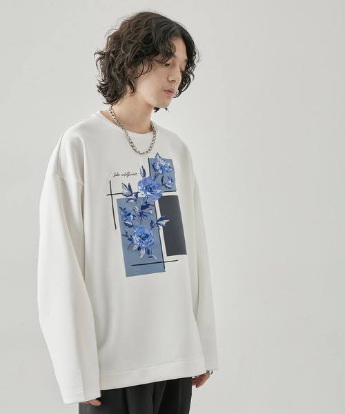 JUNRED（ジュンレッド）の「オーバーラップアートワイドスリーブPO（追加）（Tシャツ/カットソー・メンズ・ホワイト/ブラック系その他/ブラック/ホワイト系その他・M/S/L）」の3枚目の写真