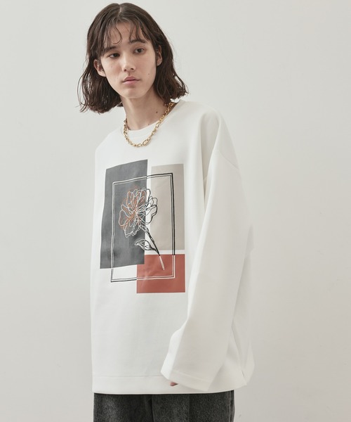 JUNRED（ジュンレッド）の「オーバーラップアートワイドスリーブPO（追加）（Tシャツ/カットソー・メンズ・ホワイト/ブラック系その他/ブラック/ホワイト系その他・M/S/L）」の2枚目の写真