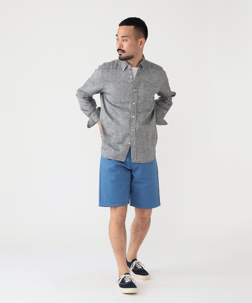 BEAMS PLUS（ビームスプラス）の「BEAMS PLUS / リネン オックスフォード ボタンダウン シャツ（シャツ/ブラウス・メンズ・ホワイト/ブラック/イエロー/ブルー・X-LARGE/MEDIUM/LARGE/SMALL/X-SMALL）」の6枚目の写真