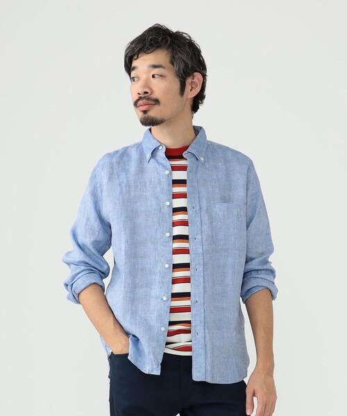 BEAMS PLUS（ビームスプラス）の「BEAMS PLUS / リネン オックスフォード ボタンダウン シャツ（シャツ/ブラウス・メンズ・ホワイト/ブラック/イエロー/ブルー・X-LARGE/MEDIUM/LARGE/SMALL/X-SMALL）」の14枚目の写真