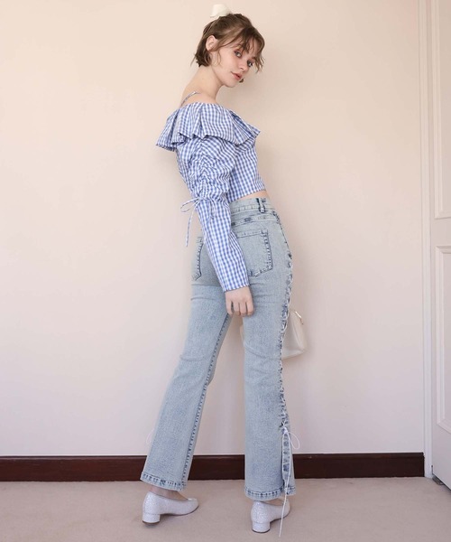 Seemi. byNICECLAUP（ シーミーバイナイスクラップ）の「【Seemi.】ショートフリルブラウス（シャツ/ブラウス・レディース・アイボリー/ブルー系その他/サックスブルー・FREE）」の11枚目の写真