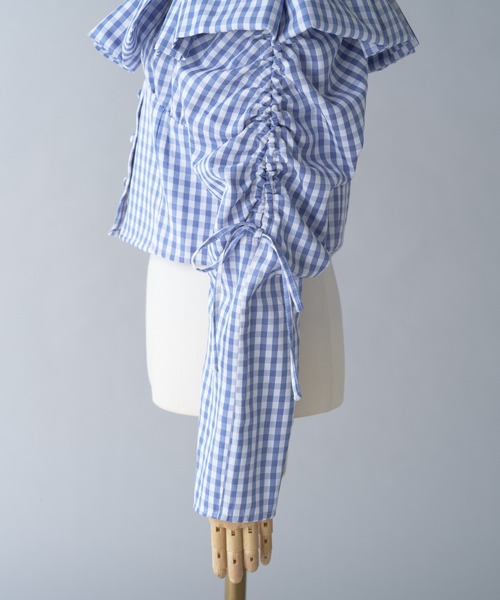 Seemi. byNICECLAUP（ シーミーバイナイスクラップ）の「【Seemi.】ショートフリルブラウス（シャツ/ブラウス・レディース・アイボリー/ブルー系その他/サックスブルー・FREE）」の22枚目の写真