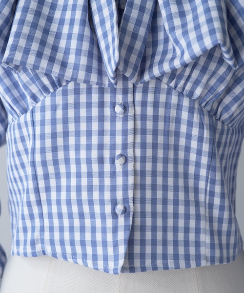 Seemi. byNICECLAUP（ シーミーバイナイスクラップ）の「【Seemi.】ショートフリルブラウス（シャツ/ブラウス・レディース・アイボリー/ブルー系その他/サックスブルー・FREE）」の19枚目の写真